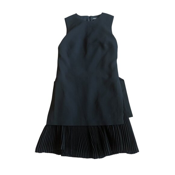 Theory Black Shift Dress Layered w/ Pleating Sleeveless Crepe Size 4 Women's - Picture 1 of 10